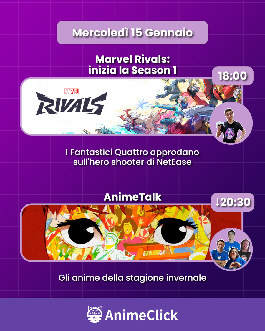 AnimeClick su Twitch: programma dal 13 al 19 gennaio AnimeClick su Twitch: programma dal 13 al 19 gennaio